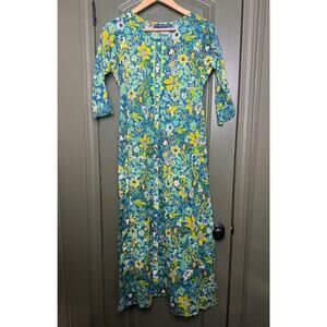 NWT Ro's Garden Blair Long Kurta Kaftan Coverup Resort Dress Green Palermo XS